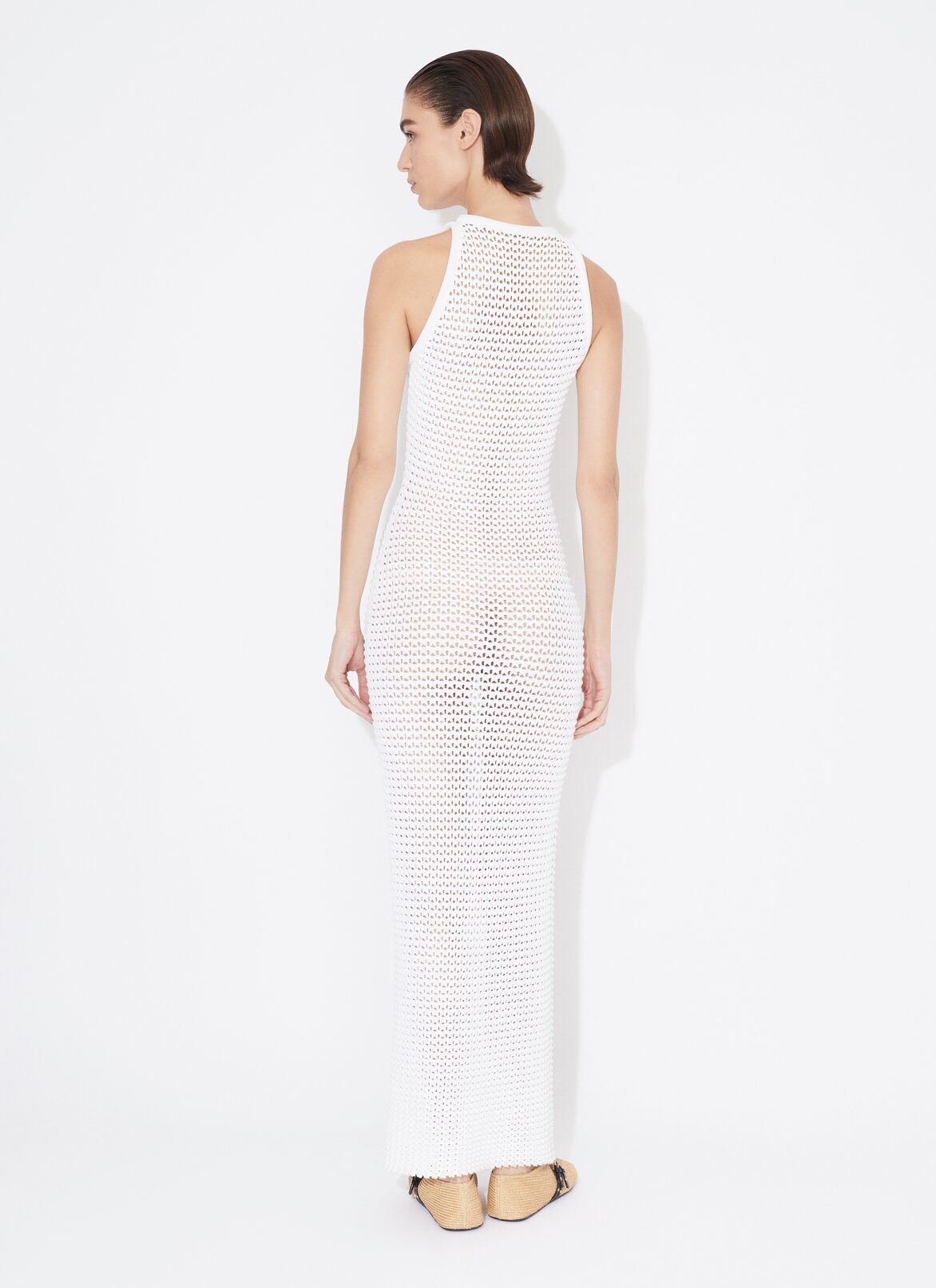 WAFFLE KNIT TUBE DRESS ALAÏA WHITE WAFFLE KNIT TUBE DRESS